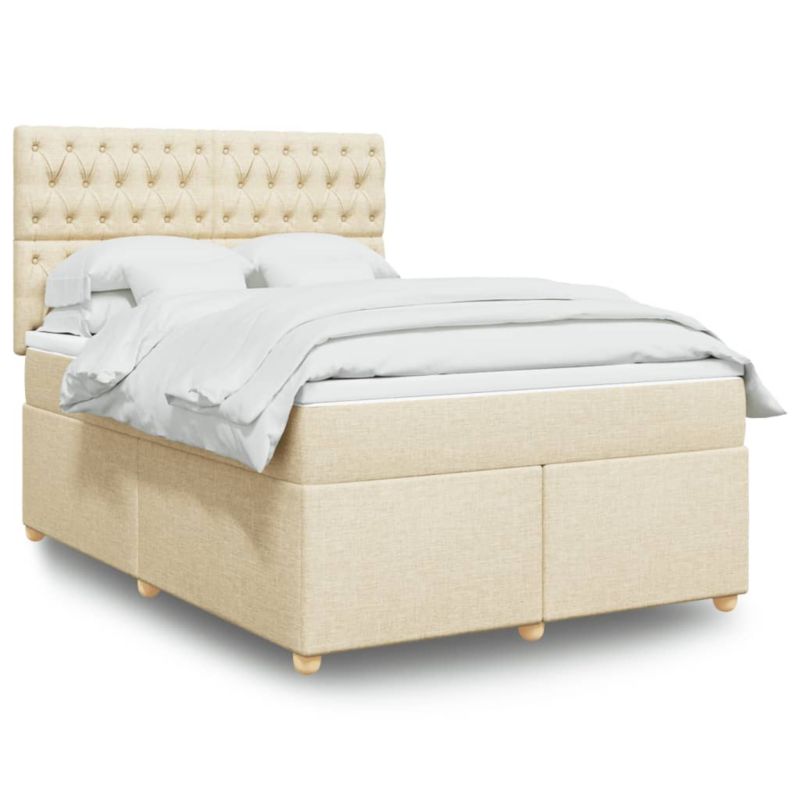 Łóżko Kontynentalne WaszeMeble z Materacem 140x190 cm Kremowe WM-3291287 1 szt.