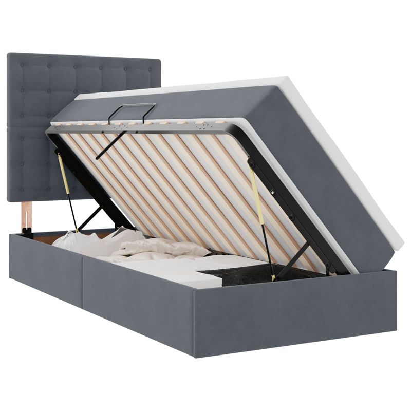 Łóżko Kontynentalne WaszeMeble z Materacem 90x200 cm Szare WM-3372124 1 szt.