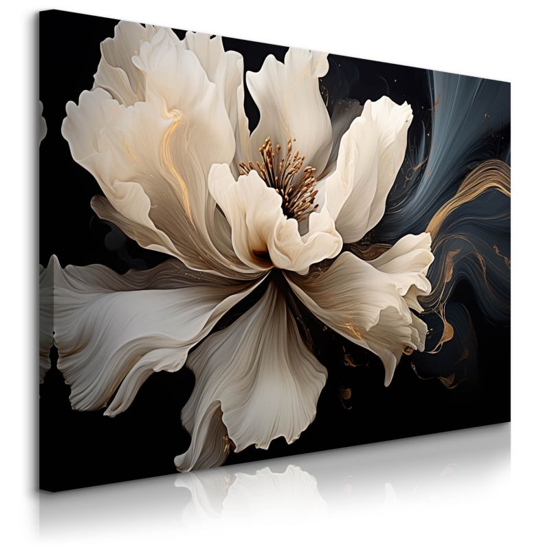 Obraz Muralo Do Salonu Biały Kwiat Abstrakcja Styl Glamour 3D 90x60 cm 1 szt.