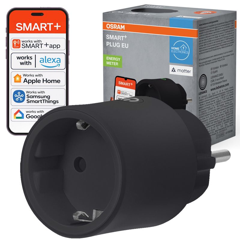 Inteligentna Wtyczka Gniazdko Licznik Energii 2300W Czarny 1 szt.