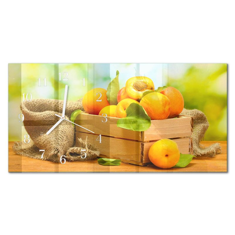 Zegar Ścienny Bez Tykania Tulup 60x30 cm z Białymi Wskazówkami Morele 1 szt.