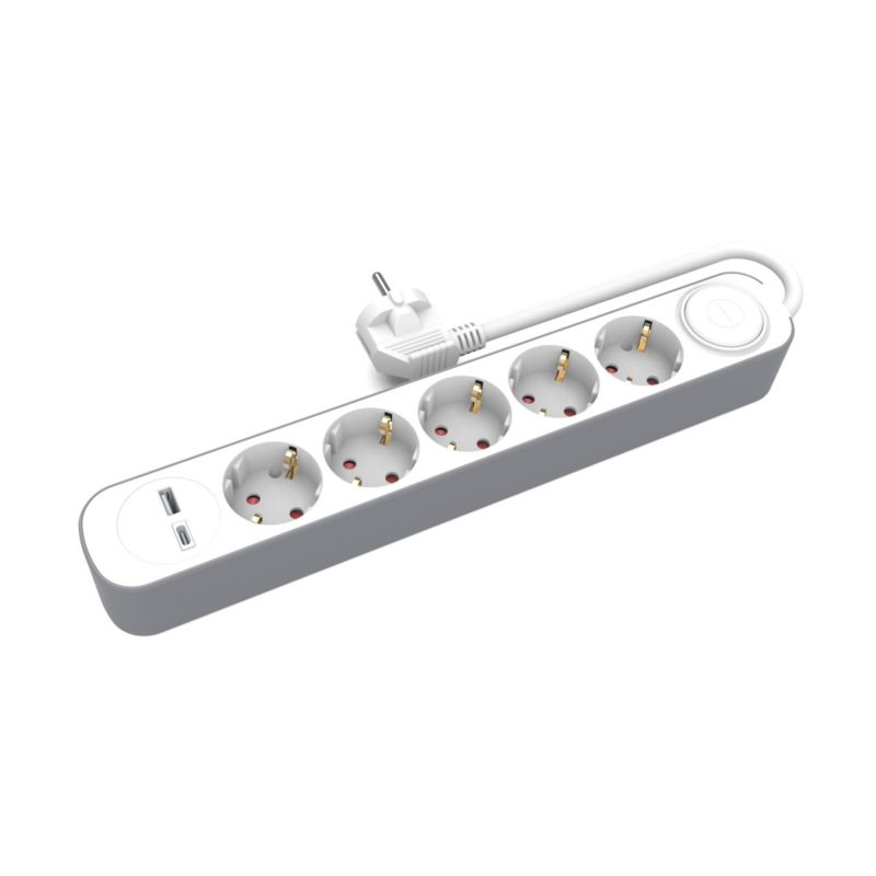 Przedłużacz Plastrol 5x Schuko 230V 5m USB-A USB-C z wyłącznikiem W-30011 1szt