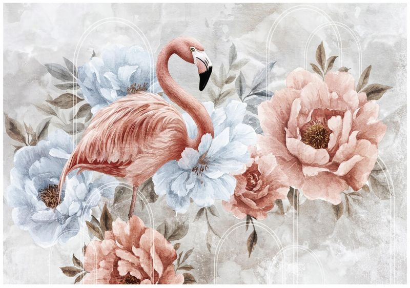 Fototapeta WALLARENA Do Sypialni Salonu Na Flizelinie Kwiaty Abstrakcja Flamingi Różowy 254x184 cm 16315V4 1 szt.