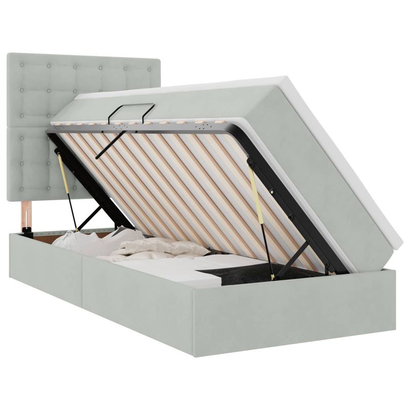 Łóżko Kontynentalne WaszeMeble z Materacem 90x190 cm Szare WM-3372117 1 szt.