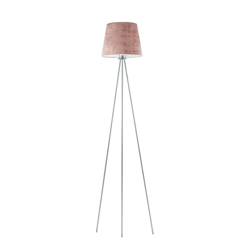 Lampa stojąca Volta Light Factory podłogowa trójnóg z abażurem różowy welur stożek JOLLY 1szt.