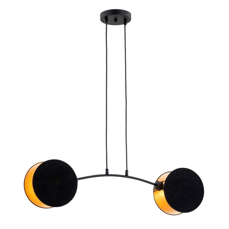 Lampa sufitowa wisząca Emibig Motif złoto-czarna wym: 100 x 82 x 11 cm 2xE27 x 15W tkanina 1 szt.