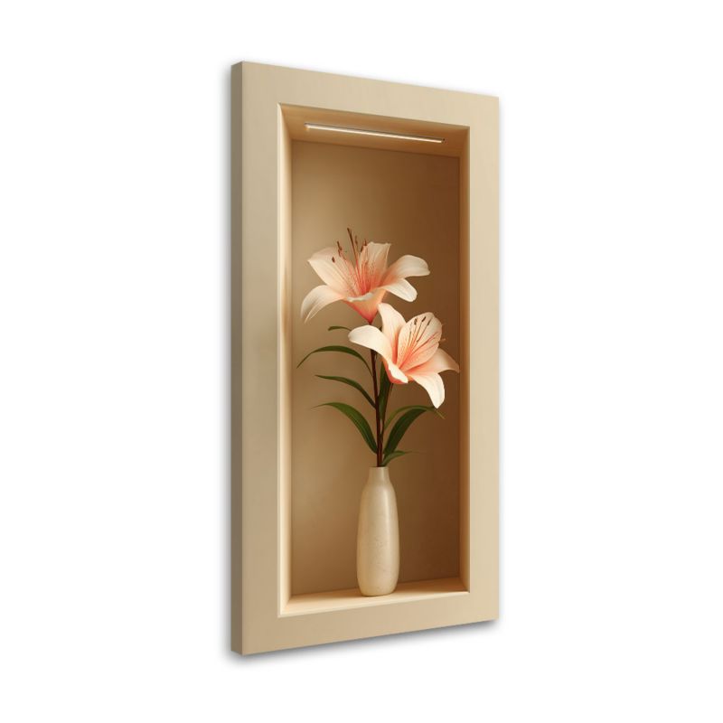 Obraz na ścianę do salonu sypialni Feeby Kwiaty w wazonie we wnęce 3d 50x100cm 1szt