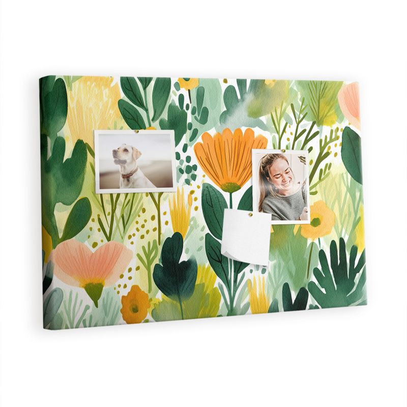 Tablica Korkowa Do Biura Pokoju Tulup 60x40 cm Akwarela kwiaty Pinezki kolorowe 1 kpl