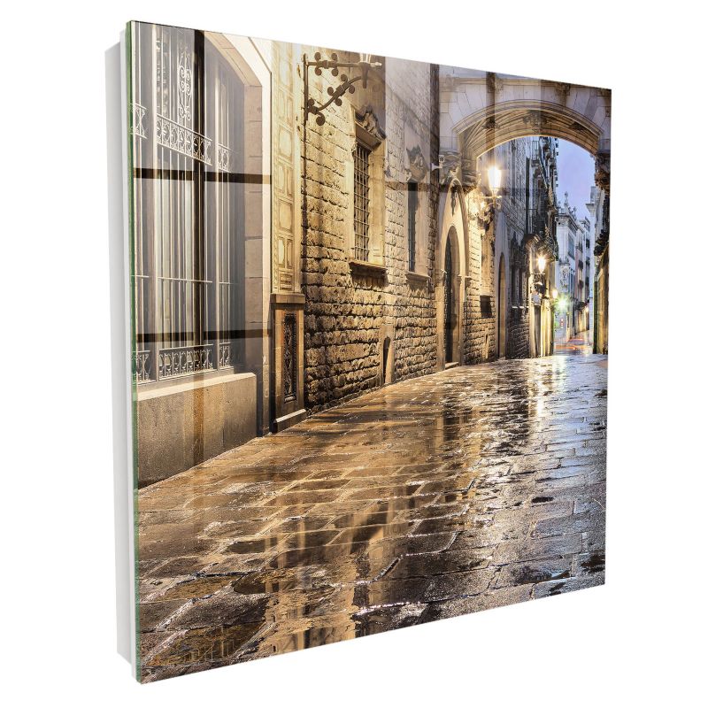 Szklana Szafka Na Klucze Tulup 30x30 cm nocna uliczka - Biała - Otwierana na prawo 1 szt.