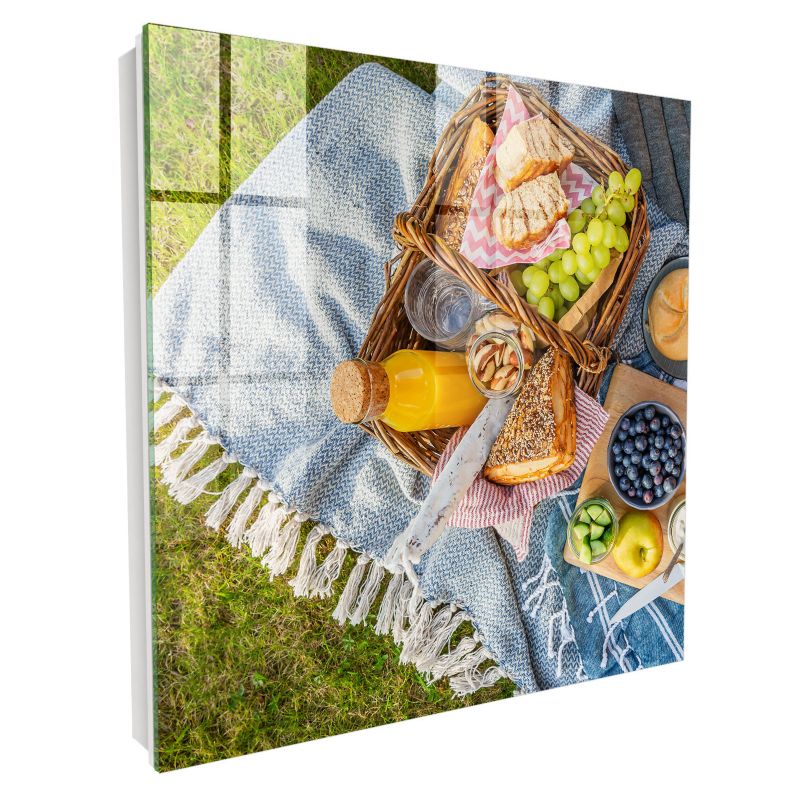 Skrzynka Na Klucze Szkło Hartowane Tulup 30x30 cm Sielankowy piknik - Biała - Otwierana na lewo 1 szt.
