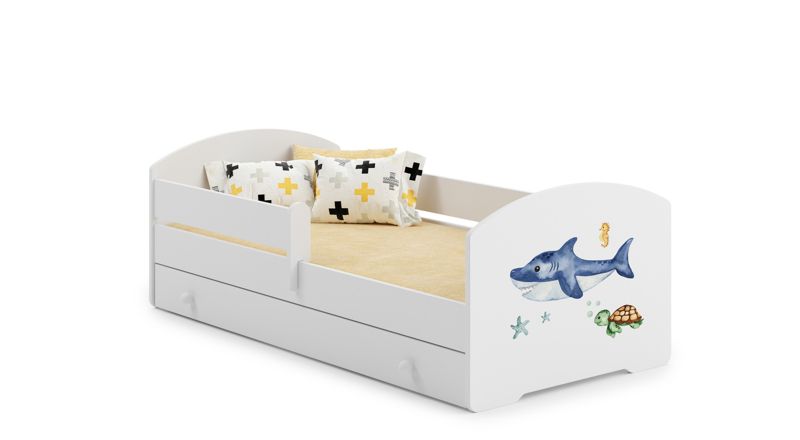 Łożko dziecięce Kobi LUK z szufladą i barierką 160x80 Kobi Rekin 1 szt.