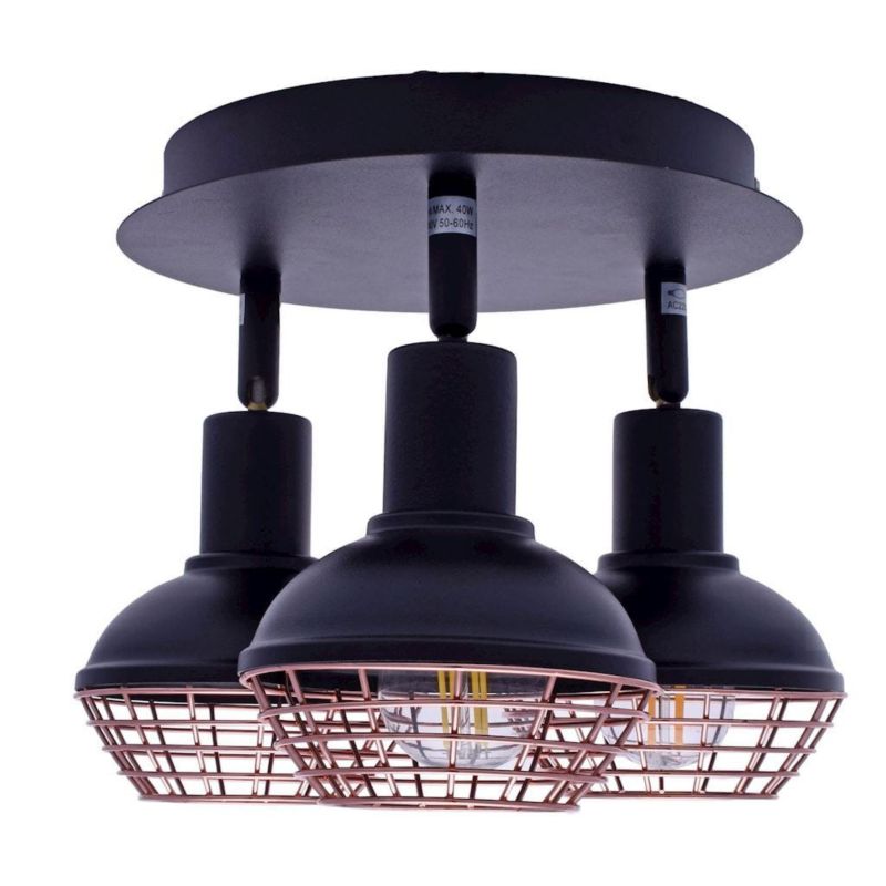 Lampa sufitowa wisząca Milagro Logan czarna-złoto wym: 13 x 21 x 21 cm 3xE14 x 40W 1 szt.