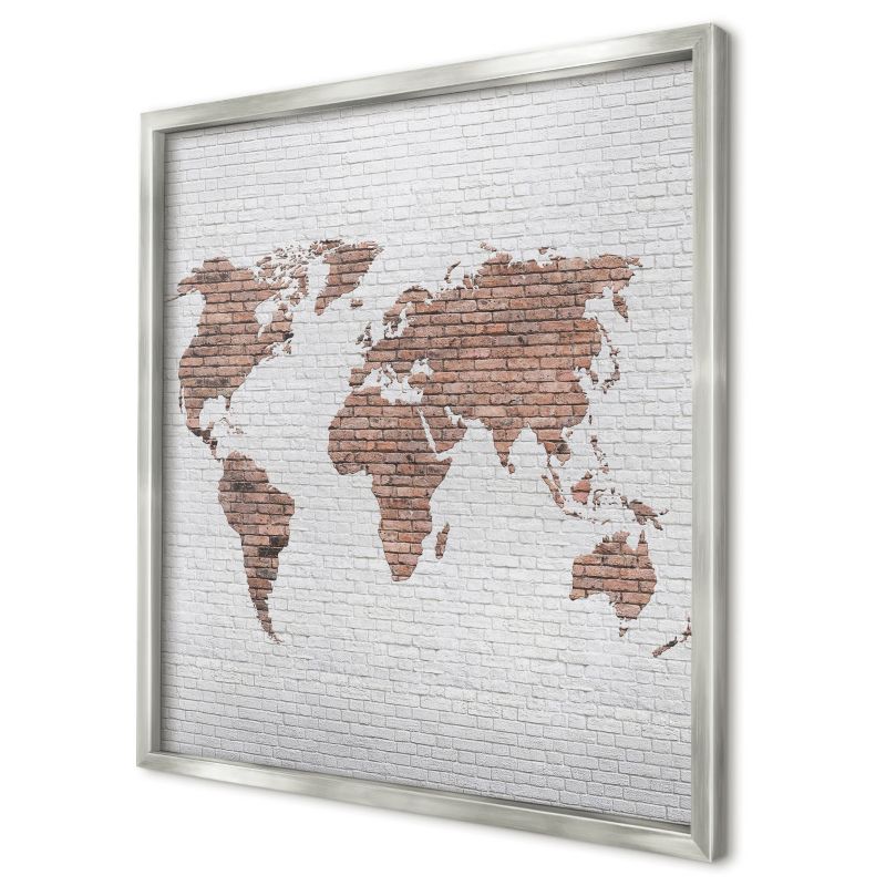 Magnetyczna tablica ozdobna Wallfluent 50x50 Ceglana mapa w srebrnej ramie 1szt