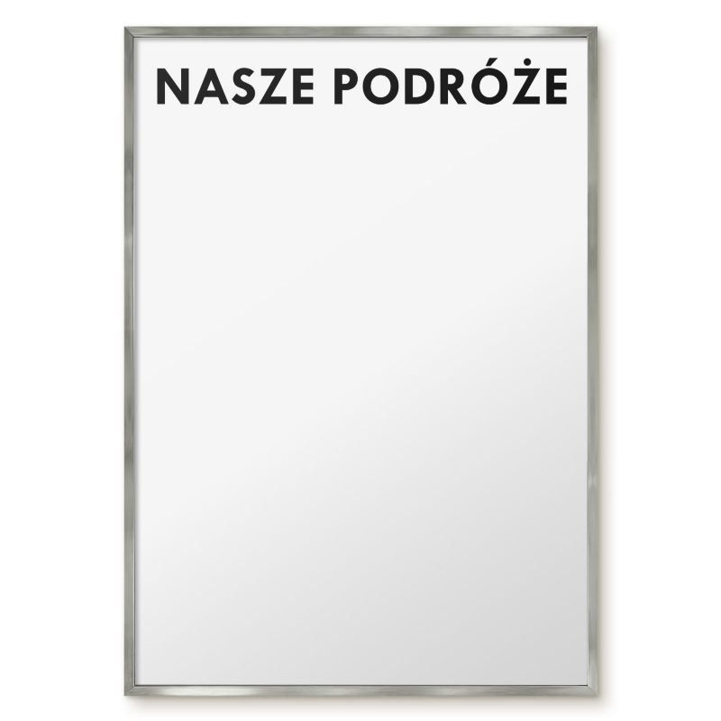 Tablica Na Magnesy Z Podróży Tulup 70x100 cm Nasze podróże 2 - Srebrna rama Do salonu, sypialni 1 szt.
