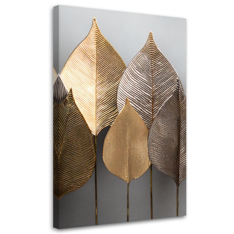 Obraz na płótnie Feeby Minimalizm Złote Liście Abstrakcja 80x120cm 1szt