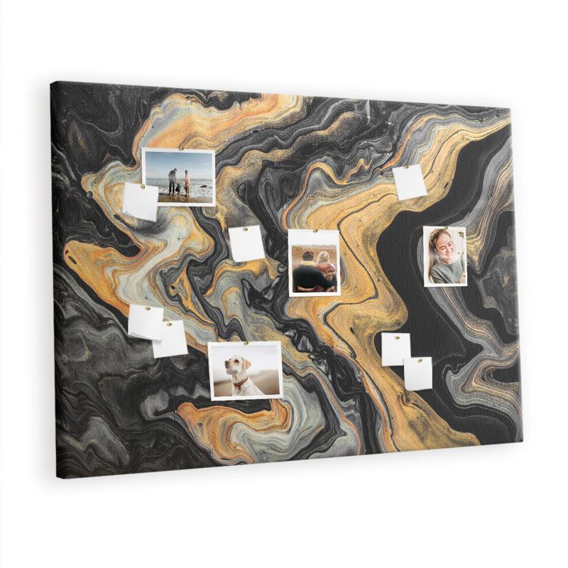 Tablica Korkowa Z Pinezkami Tulup 140x100 cm Pozłacana struktura skalna Organizer ścienny Pinezki drewniane 1 kpl