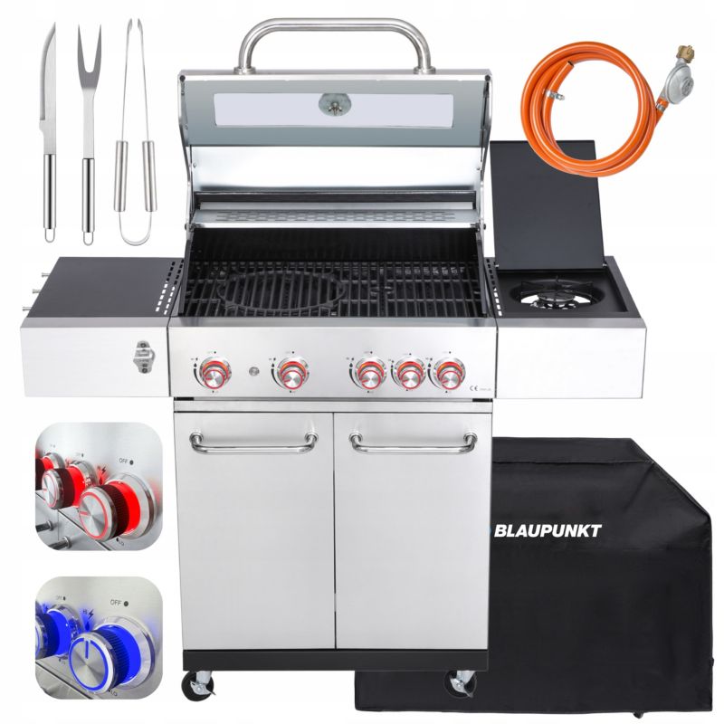 Grill Gazowy Blaupunkt ogrodowy 4 palniki ruszt żeliwny palnik boczny GG421 1szt.