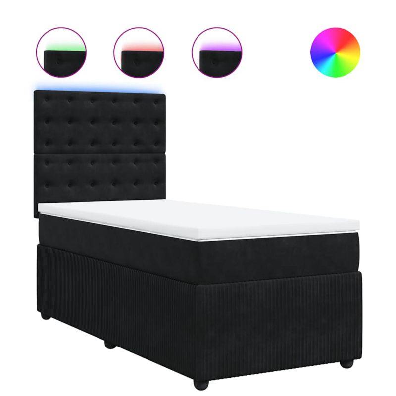 Łóżko z materacem WaszeMeble 80x200 cm Czarny aksamit z LED WM-3294504 1 szt.