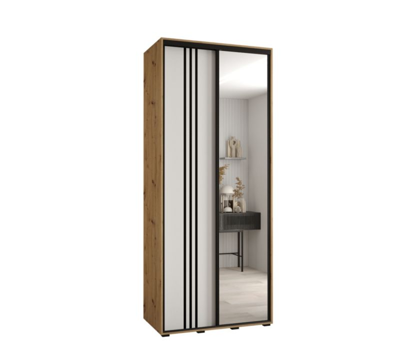Szafa przesuwna Abiks DAVOS 7 wysoka szer.100cm gł.60cm artisan/biały/czarny 1szt.