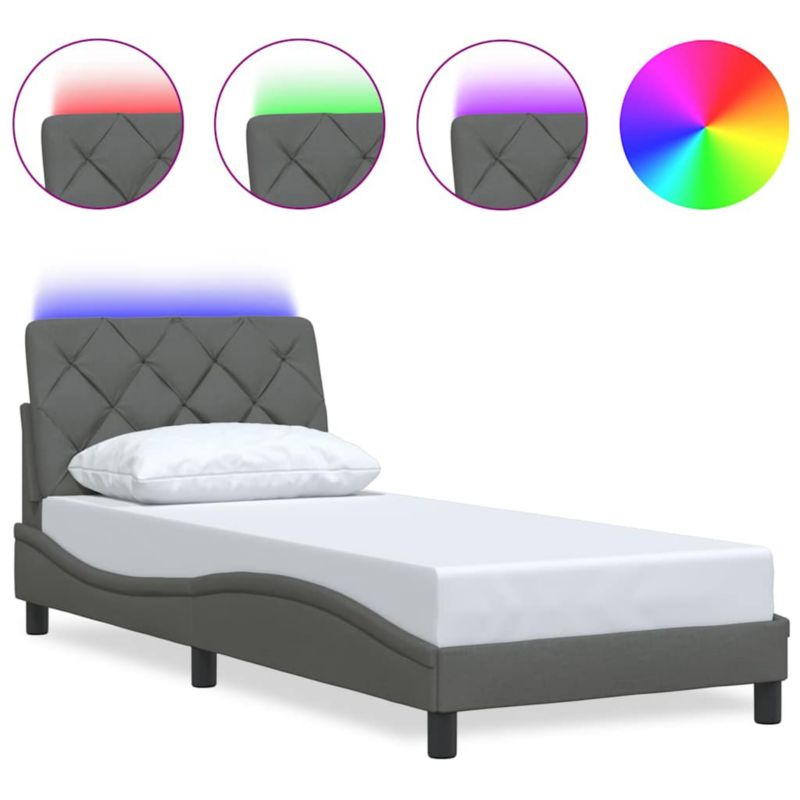 Rama łóżka z LED bez materaca Ciemnoszara Tkanina WaszeMeble 90x190 WM-3310637 1 szt.