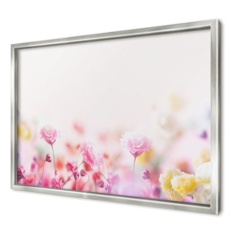 Tablica magnetyczna dekoracyjna Wallfluent 60x40 Pastelowe kwiaty w srebrnej ramie 1szt