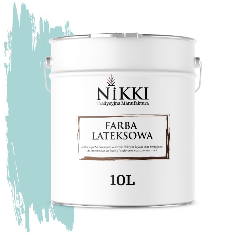 Farba Lateksowa Wewnętrzna Ściany i Sufity NIKKI Turkusowy jasny H1462 Głęboki Mat 10L