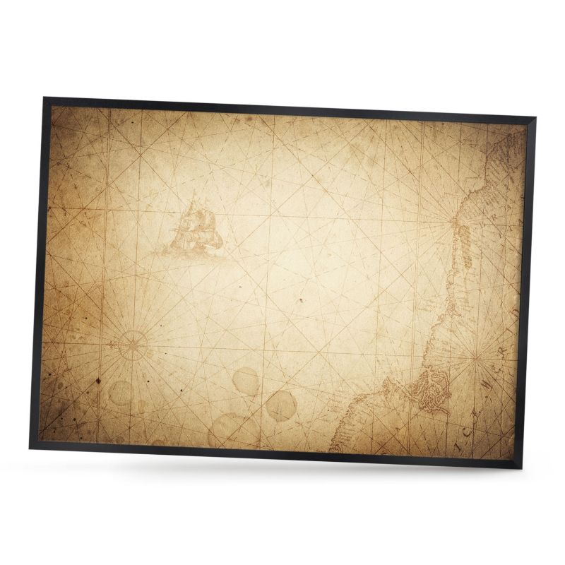 Ozdobna tablica na magnesy ArtPrintCave 70x50 Antyczna mapa w czarnej ramie 1szt