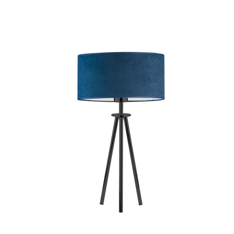 Lampka Nocna Volta Light Factory Deco Abażur Granatowy welur Walec 1xE27 1szt.