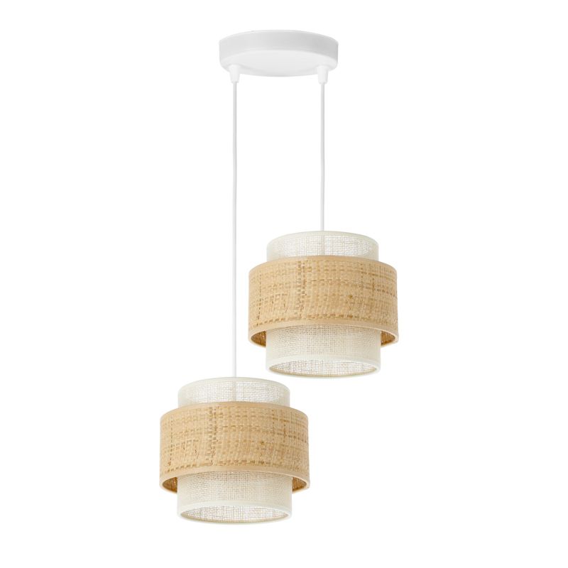 Lampa sufitowa BOHO HEXE tkanina juta 2 x 60W E27 biały naturalny H0175 1 szt.