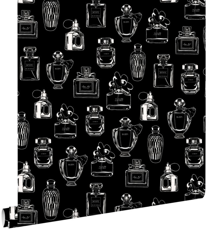 Tapeta ESTAhome butelki perfum czarnymIbiałym 53 cm x 10.05 m - 1 rol.