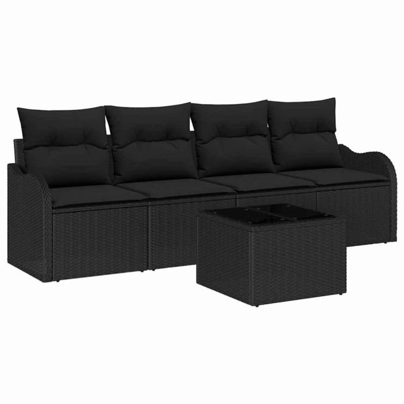 Zestaw mebli ogrodowych WaszeMeble 5-cz. z technorattanu czarny z poduszkami WM-3354242 1 kpl
