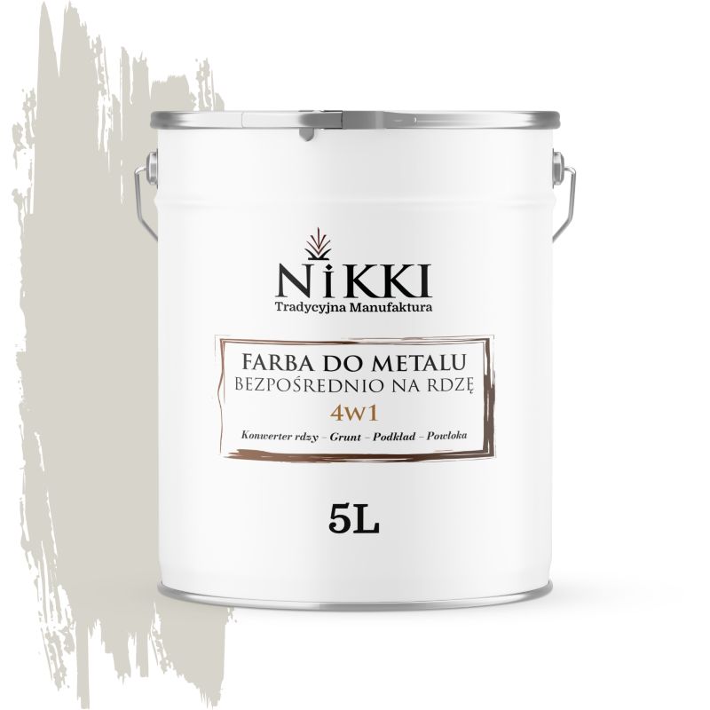 Farba do Metalu Antykorozyjna 4w1 NIKKI Biało-szary RAL9002 Mat 5L