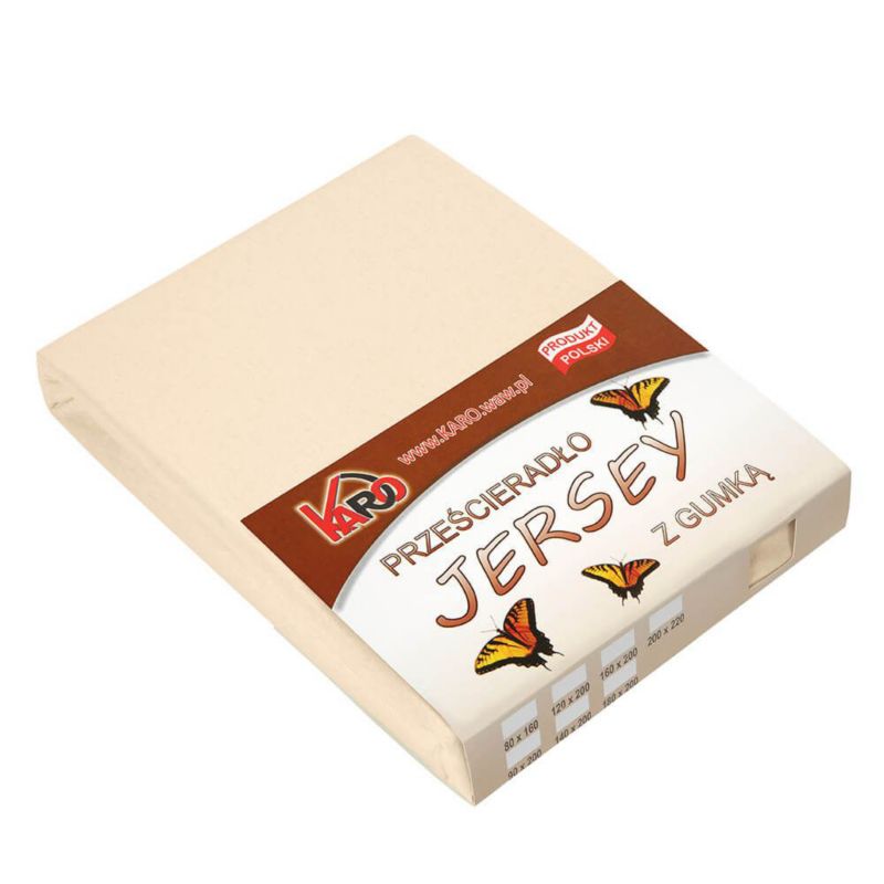Prześcieradło jersey z gumką KARO 200x220 beż jasny 1 szt.