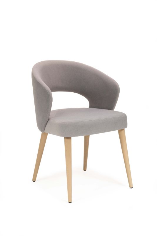 Krzesło tapicerowane Chairline MIREK 6 szare Portland Ash nogi drewniane toczone dąb artisan 1 szt.