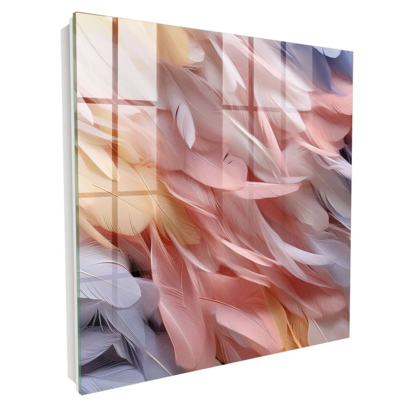 Metalowa Skrzynka Na Klucze Tulup 30x30 cm Pastelowe pióra 2 - Biała - Otwierana na prawo 1 szt.