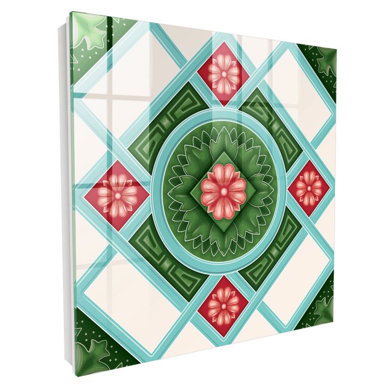 Nowoczesna Skrzynka Na Klucze Tulup 30x30 cm Kwiatowa geometria - Biała - Otwierana na prawo 1 szt.