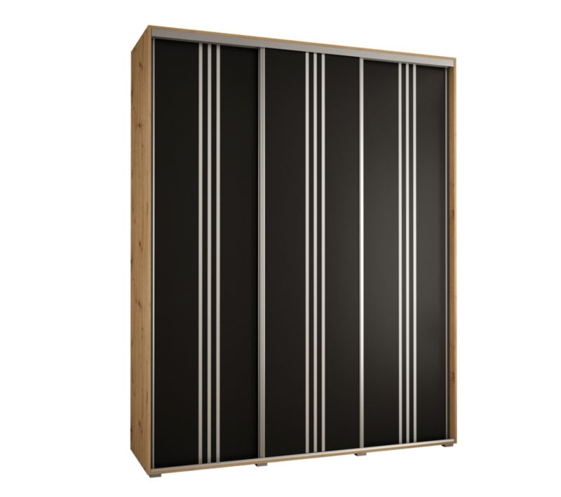 Szafa przesuwna Abiks DAVOS 6 wysoka szer.200cm gł.45cm artisan/czarny/srebrny 1szt.