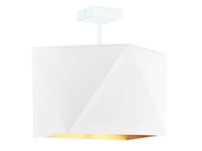 Lampa wisząca zwis Volta Light Factory żyrandol sufitowa z abażurem diament Biały ze złotem BURNE P1 1szt.