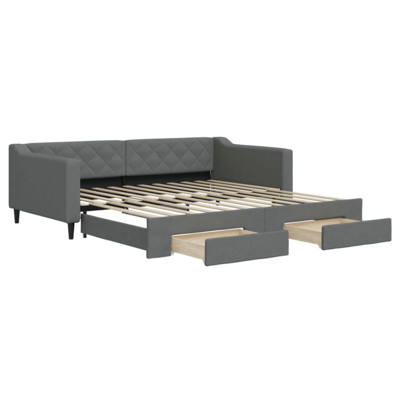 Sofa rozkładana WaszeMeble 100x200 cm Ciemnoszary tkanina z szufladami WM-3197468 1 szt.