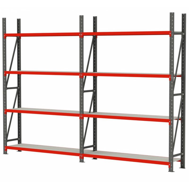 Regał metalowy magazynowy warsztatowy Mega-M FORTIS zestaw dwa moduły 8-półkowy 425,5x50x240cm 1szt.