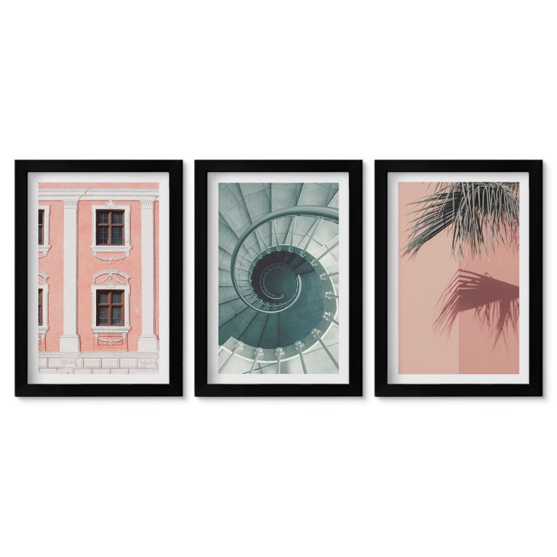 Obrazy w czarnej ramie Tulup 20x30 cm Architektura pastelowe spiralne Obrazy w czarnej ramie 1 kpl