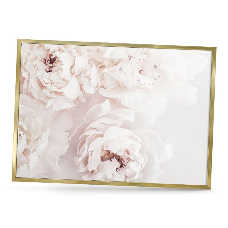 Tablica magnetyczna dekoracyjna ArtPrintCave 70x50 Białe peonie w złotej ramie 1szt