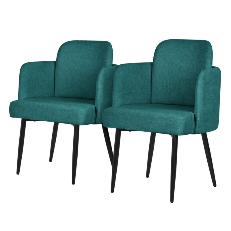 Krzesło do jadalni ML-Design tapicerka benzyna materiałowa podłokietniki rattan ergonomiczne oparcie metalowe nogi salonu 2 szt