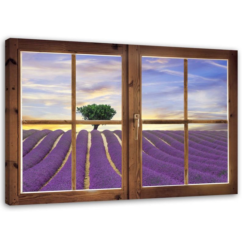 Obraz na płótnie Feeby Okno - pole lawendy 30x20cm 1szt