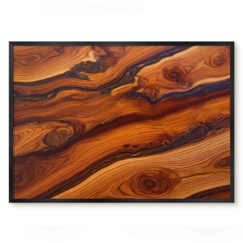 Tablica Magnetyczna Wielofunkcyjna Ścienna Tulup 70x50 cm Drewniane słoje 1 - Czarna rama Do salonu, biura 1 szt.