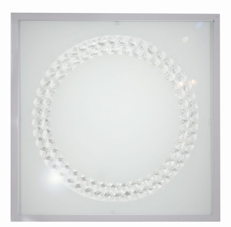 Plafon sufitowy nowoczesny Candellux Lux srebrno-biały LED 16W 6500K 1000lm IP20 wym: 5 x 29 x 29 cm szkło - 1 szt.