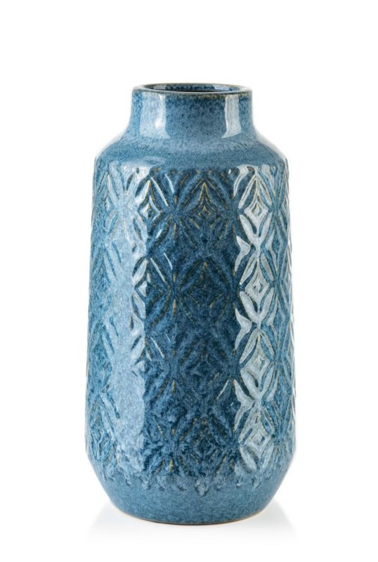Wazon ceramiczny MONDEX YARINE BLUE 8,5x8,5x31 cm niebieski 1 szt.