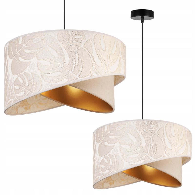 Lampa sufitowa wisząca Light Home LH Werona 1x E27 60W abażur 45cm tkanina kremowy/czarny 1szt.