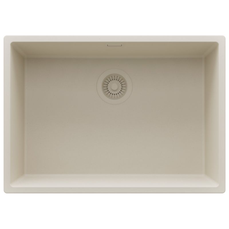 Zlewozmywak podblatowy Londyn PRIMAGRAN 66x47cm do Szafki od 70cm, Cały Beżowy + Syfon, S396, 1 szt.