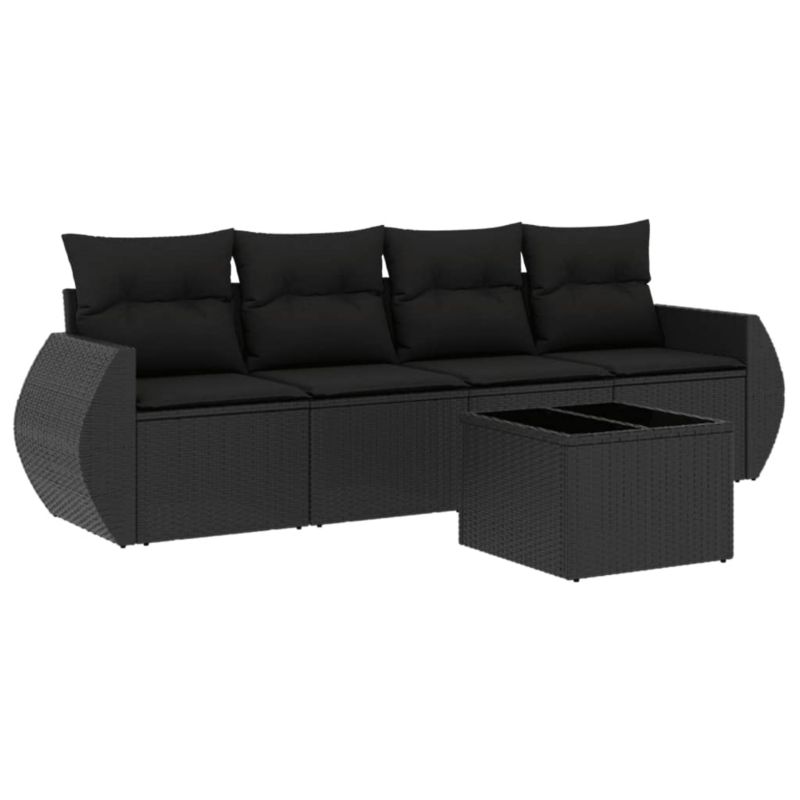 Sofa ogrodowa WaszeMeble z technorattanu czarna z poduszkami WM-3253422 1 szt.